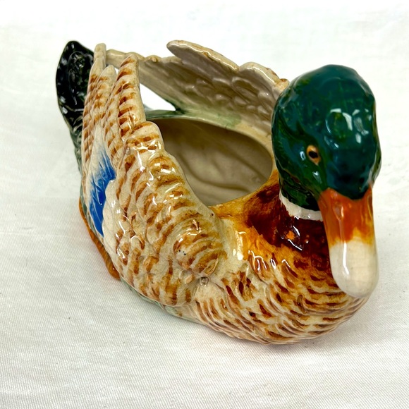 Vintage  10” ceramic mallard duck hand painted large planter Japan - Picture 2 of 10